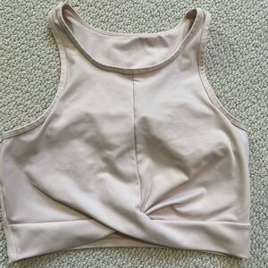 Apana Light Blush Twist-Front Cropped Tank Top
